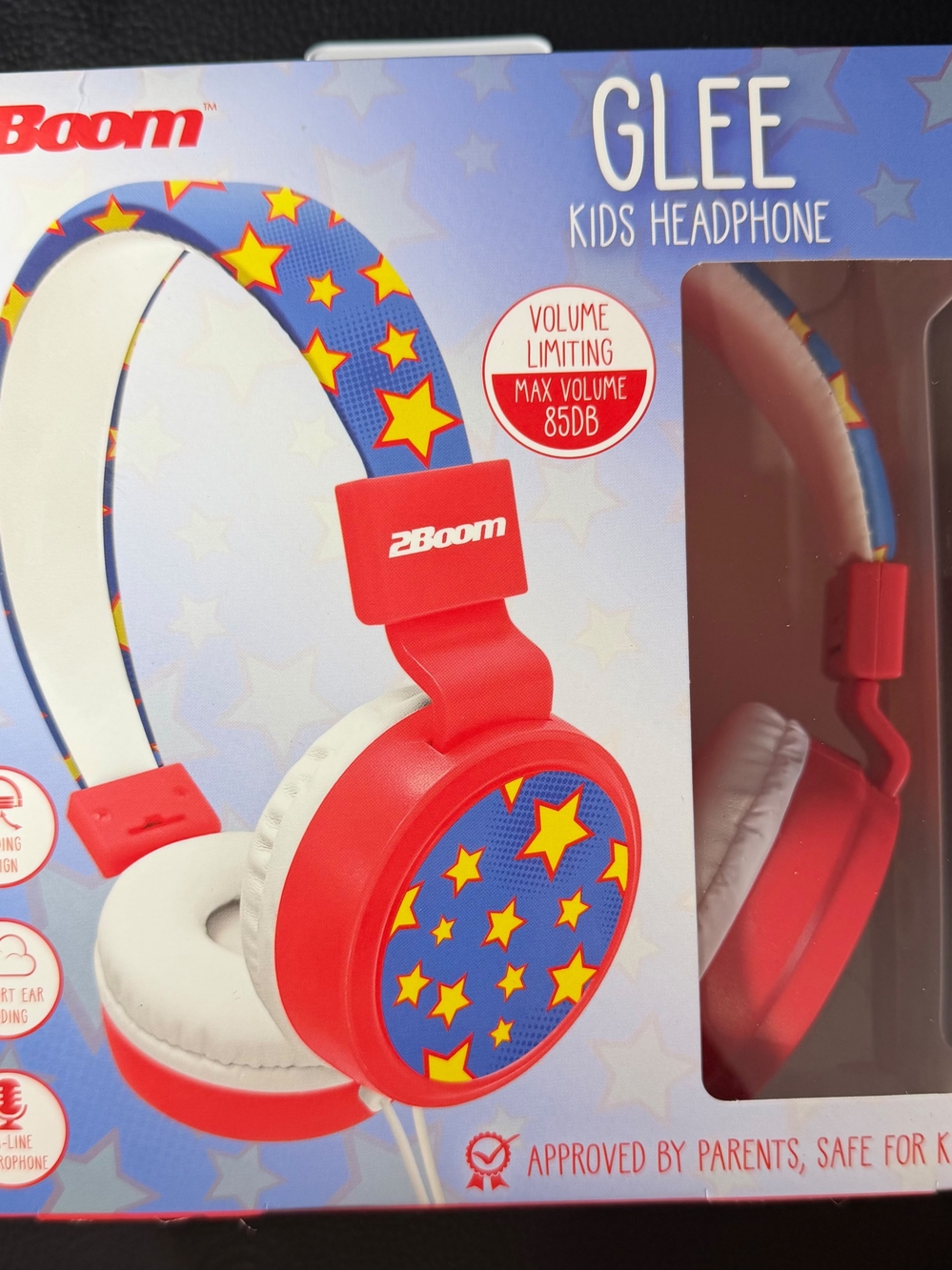 Glee Kids Over-Ear Headphones — Red with Yellow Star Pattern